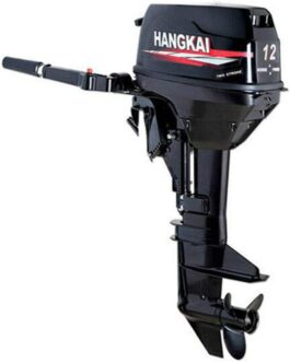 HANGKAI Outboard Motor,12 HP 2-Stroke Outboard Motor Engine Fishing Boat Motor Air Cooling System Durable Cast Aluminum Construction for Superior Corrosion Protection