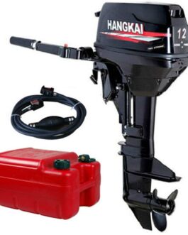 HANGKAI Outboard Motor,12 HP 2-Stroke Outboard Motor Engine Fishing Boat Motor Air Cooling System Durable Cast Aluminum Construction for Superior Corrosion Protection