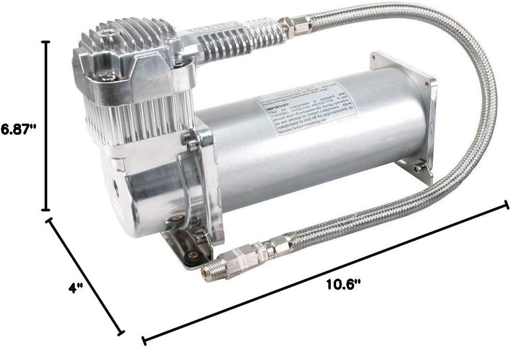 VIAIR 450C - Industrial Air Compressor for Drilling, Air Brushing, Spraying, Nailing | 12V Continuous Duty Cycle Compressor for OEM Applications | 150 PSI, up to 5 Gallon Tank (Silver) - Image 2