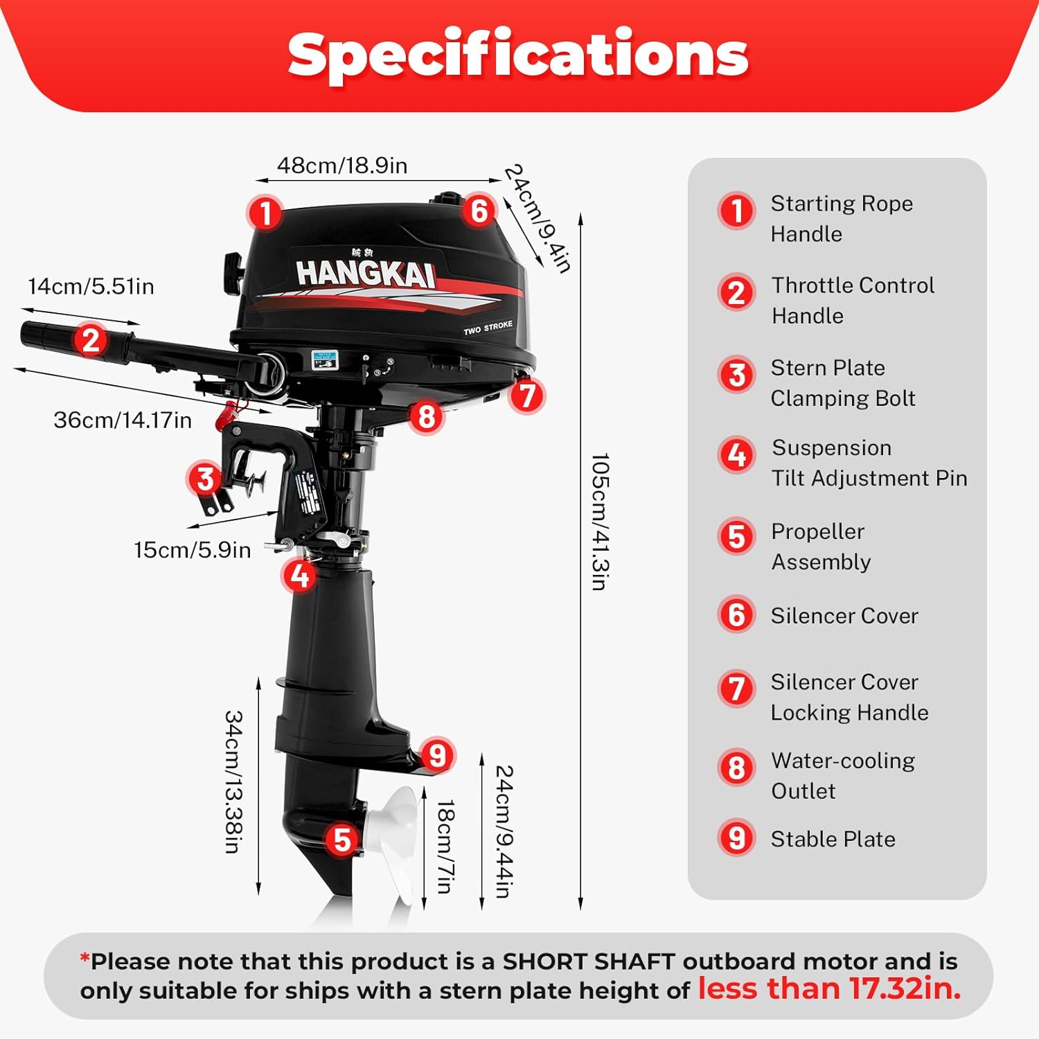 HANGKAI 6HP 2-Stroke Outboard Motor Boat Engine with Water Cooling System | Fast & Powerful | Small & Fuel-Efficient - Image 5