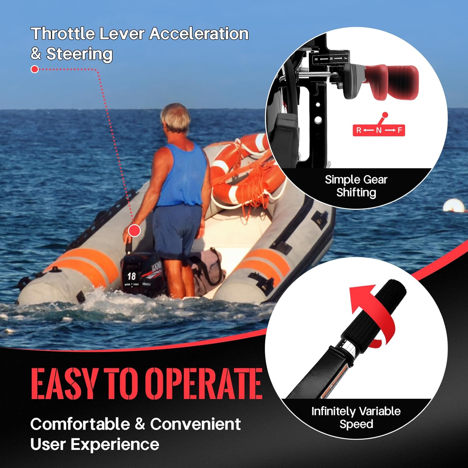 Outboard Motor Boat Engine,2 Stroke 3.5HP Outboard Motor with Water Cooling CDI System Gas Trolling Motor 2 Stroke 3.5HP - Image 6