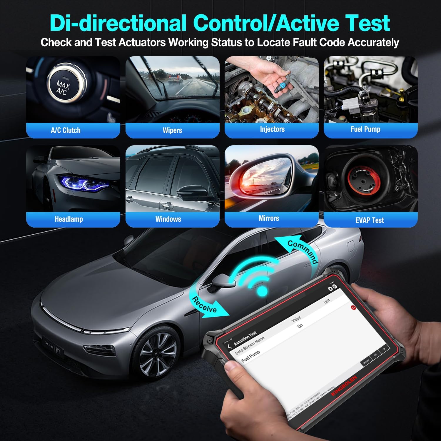 KINGBOLEN K10 Elite OBD2 Scanner, Advanced OE-Level Diagnostic Tool, ADAS Calibration, Bi-Directional, ECU Coding, 41+ Reset Services - Image 6